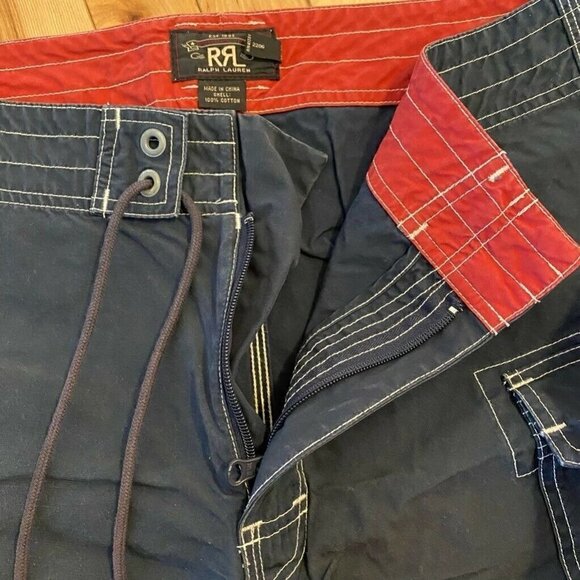 Surf By Double RL RRL Mens Board Shorts Swim Blue Red Drawstring 100% Cotton 34 - Picture 5 of 6